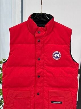 Canada Goose Red Quilted Down Vest with High Collar